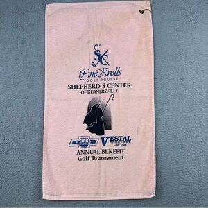 Pine Knolls Golf Towel Pink Golfer Shepards Center Vestal USA Made Cannon 15x27‎